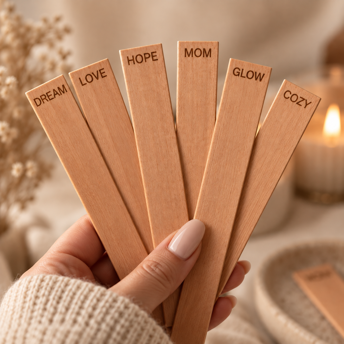 Holzdocht | Extra Dick | COZY | 13 x 120 mm | Inkl. Dochthalter | Candle Cocktail®