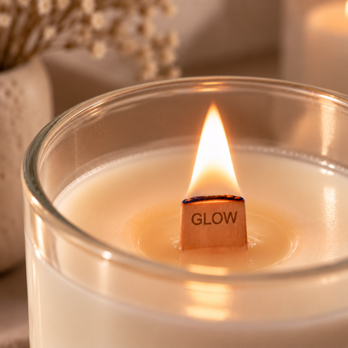 Holzdocht | Extra Dick | GLOW | 13 x 120 mm | Inkl. Dochthalter | Candle Cocktail®