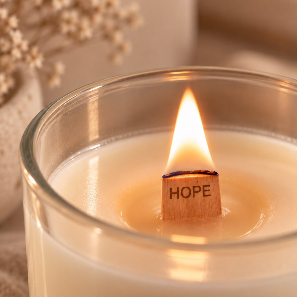 Holzdocht | Extra Dick | HOPE | 13 x 120 mm | Inkl. Dochthalter | Candle Cocktail®