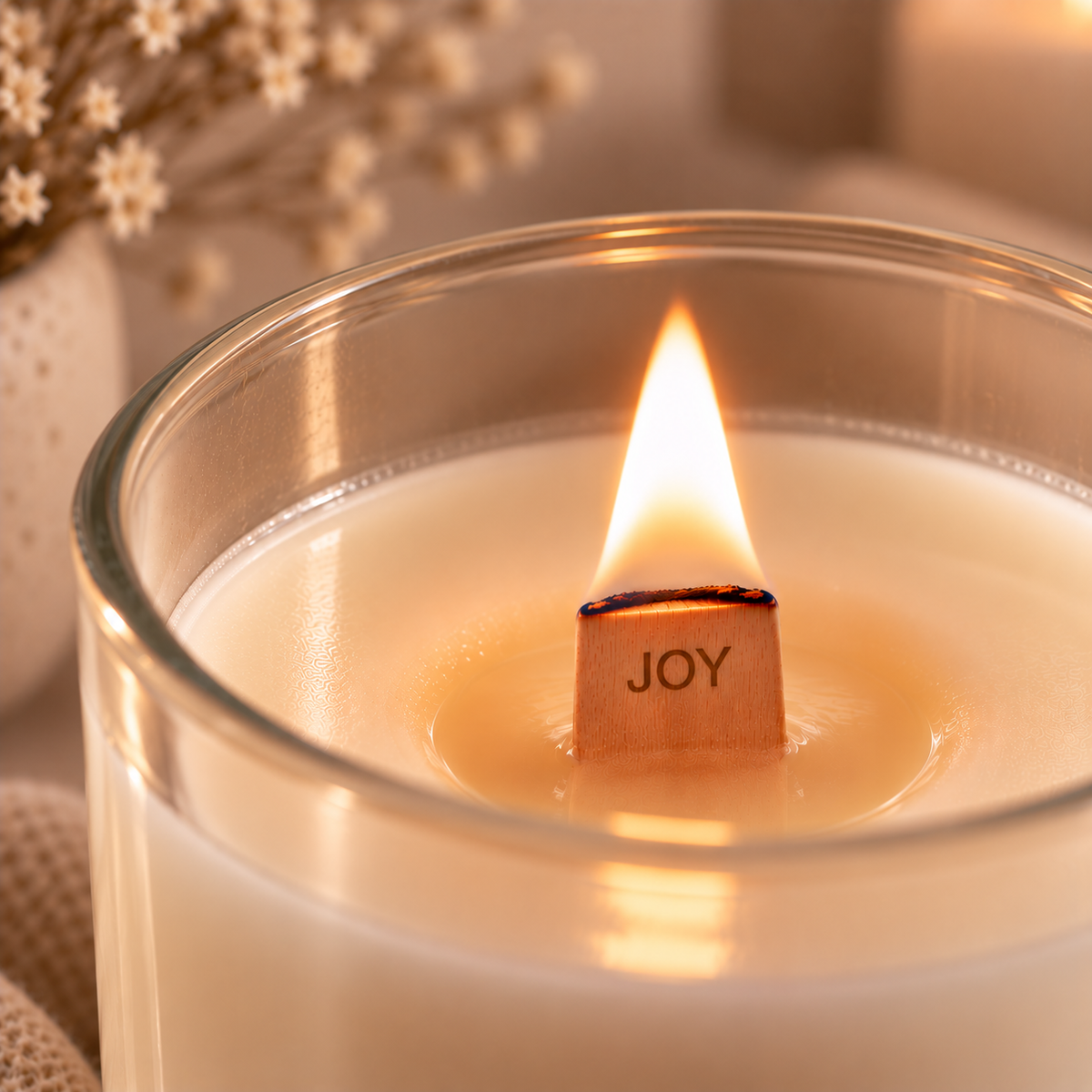 Holzdocht | Extra Dick | JOY | 13 x 120 mm | Inkl. Dochthalter | Candle Cocktail®