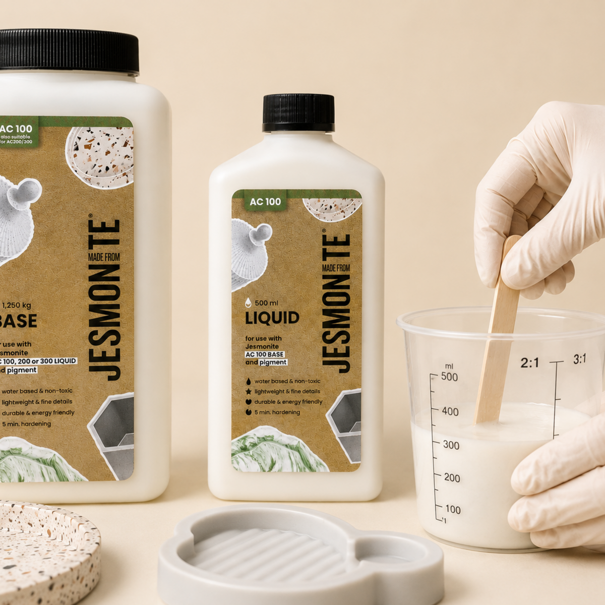 Jesmonite AC100 Box Duo-Set | 500 ml Liquid & 1,25 KG Base