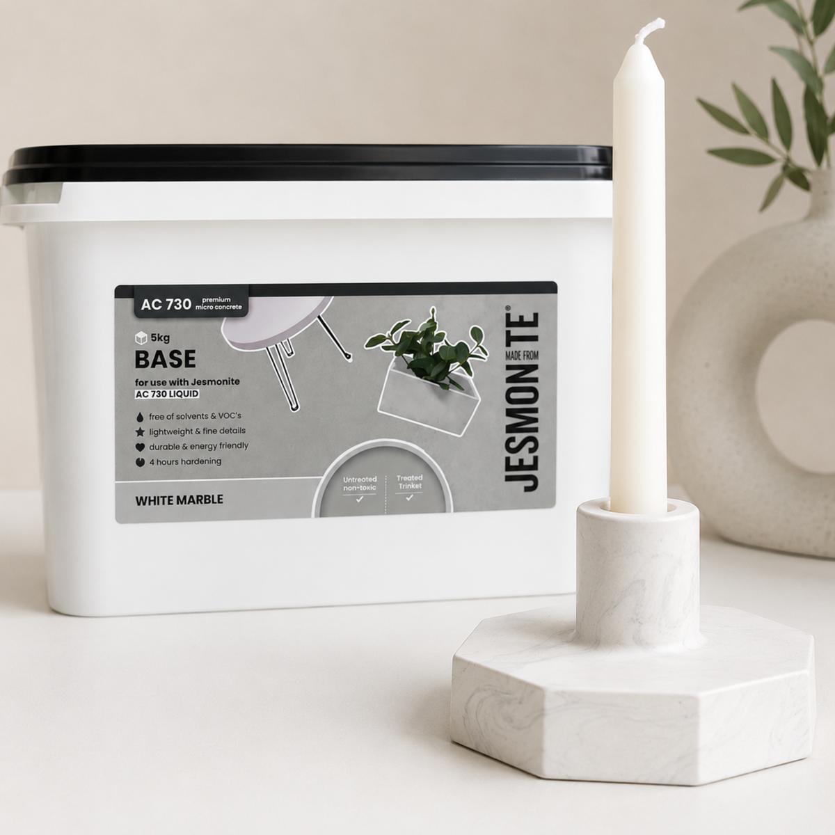 Jesmonite AC730 Base White Marble 5 KG | Mineralbasis in Marmor-Optik