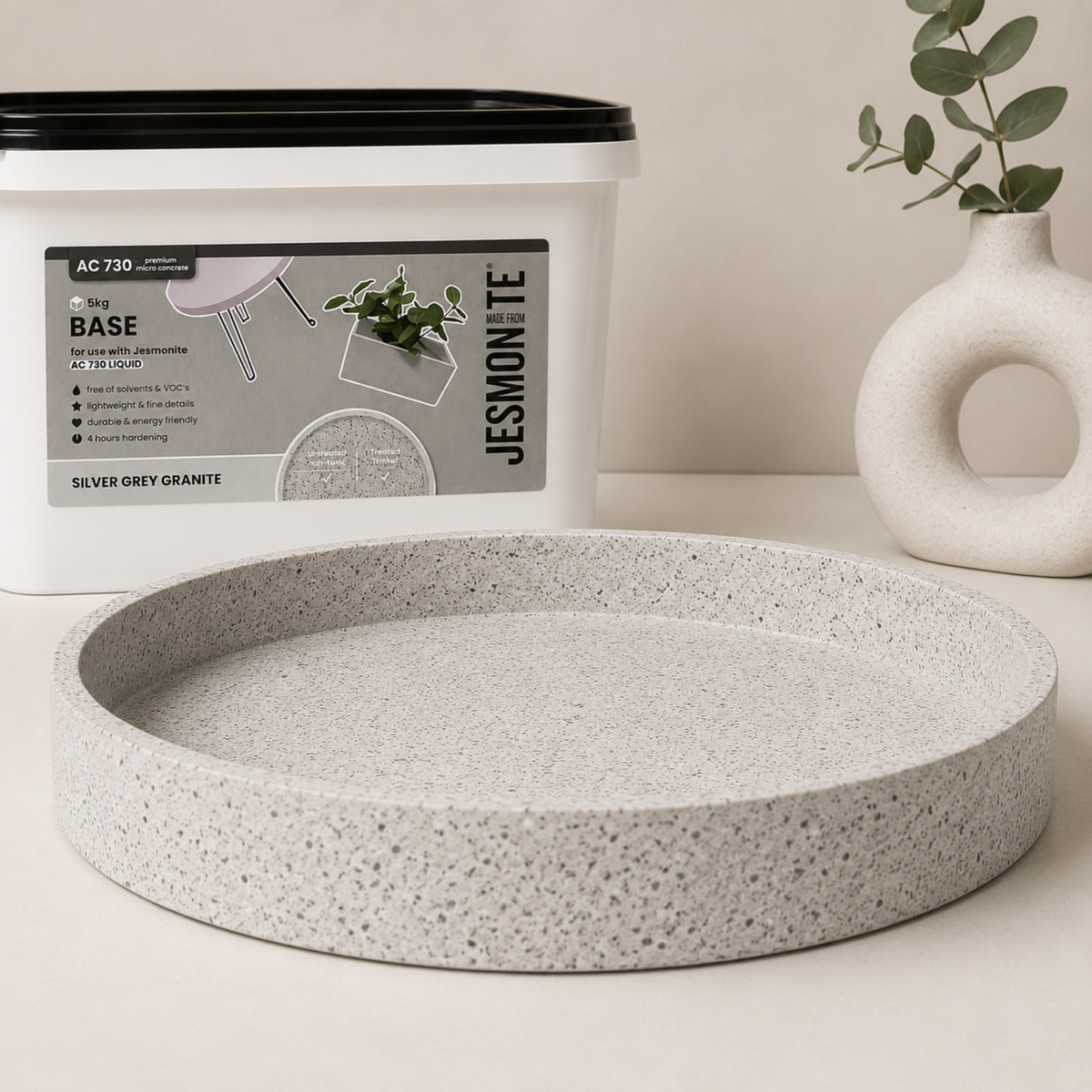 Jesmonite AC730 Base Silver Grey Granite 5 KG | Mineralbasis in Granit-Optik