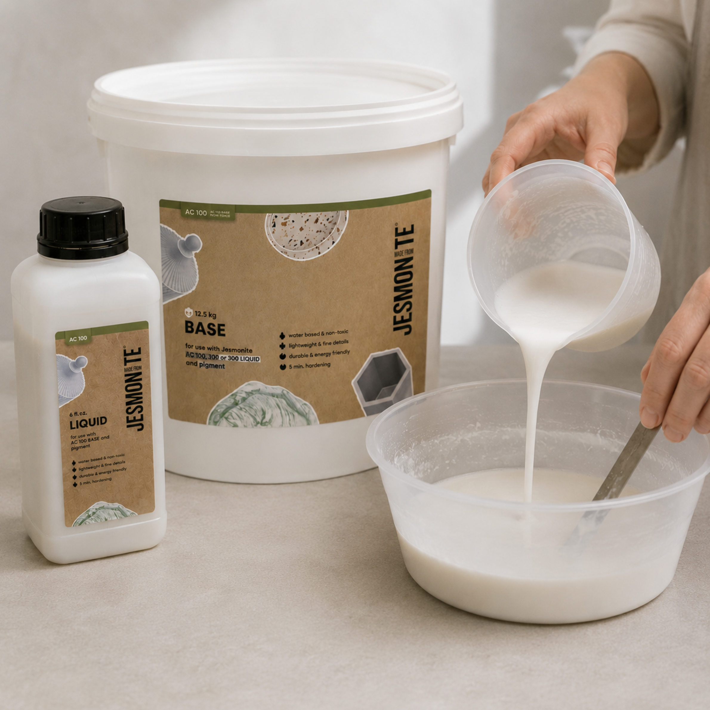 Jesmonite AC100 Set | 5 L Liquid & 12,5 KG Base