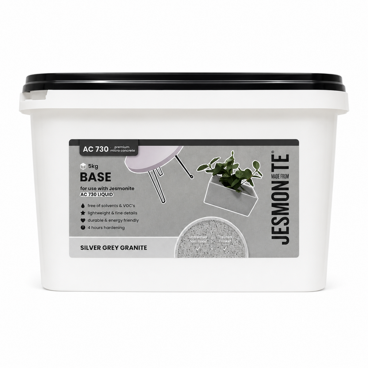 Jesmonite AC730 Base Silver Grey Granite 5 KG | Mineralbasis in Granit-Optik
