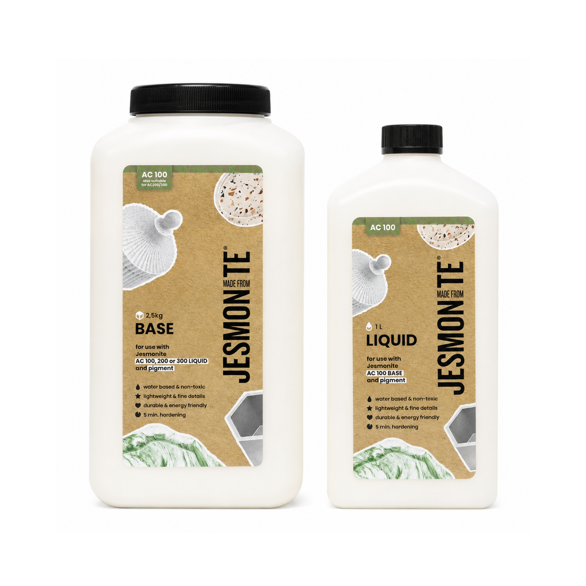 Jesmonite AC100 Duo-Set | 1 L Flüssigkeit & 2,5 KG Base