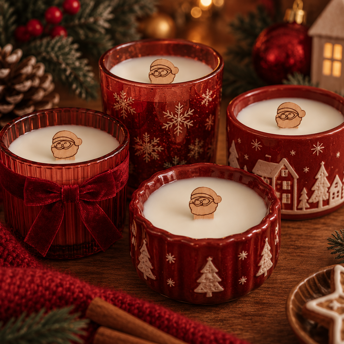 Holzdocht | Weihnachtsmann | 13 mm x 120 mm | Inkl. Dochthalter | Candle Cocktail®