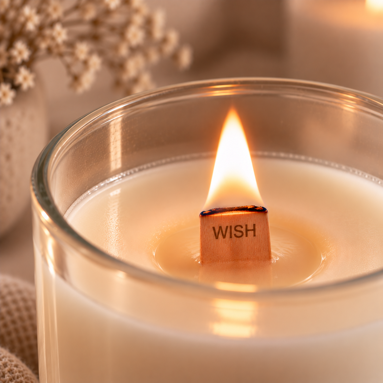 Holzdocht | Extra Dick | WISH | 13 x 120 mm | Inkl. Dochthalter | Candle Cocktail®