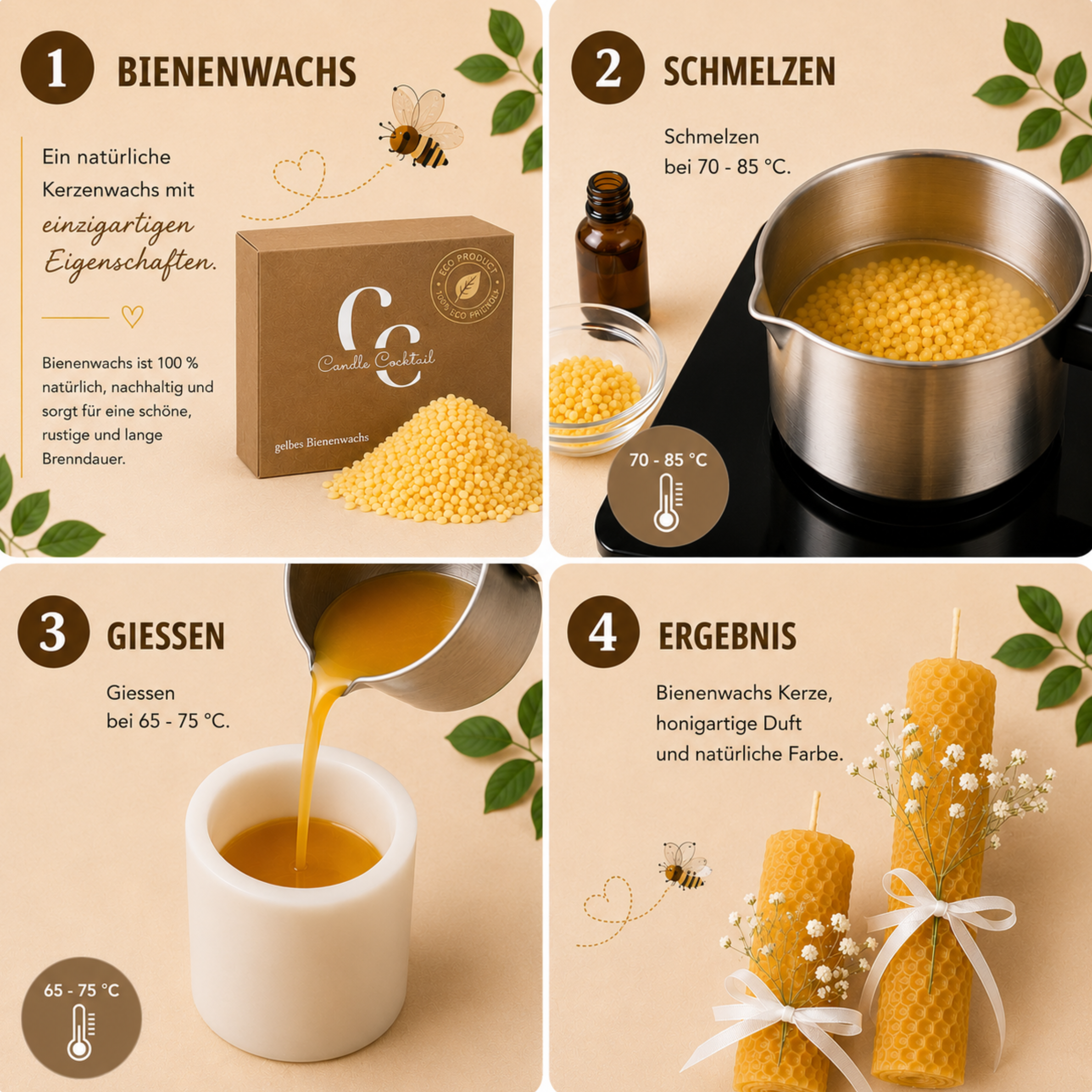 Bienenwachs | Ökologisches Kerzenwachs | Candle Cocktail®