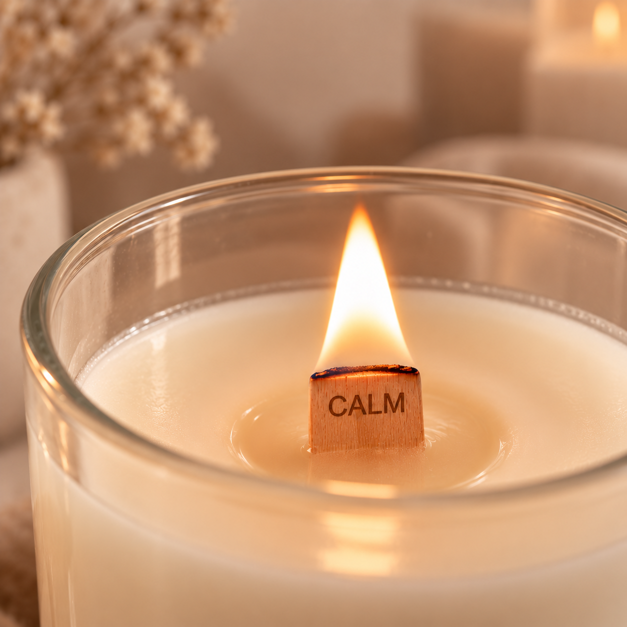 Holzdocht | Extra Dick | CALM | 13 x 120 mm | Inkl. Dochthalter | Candle Cocktail®