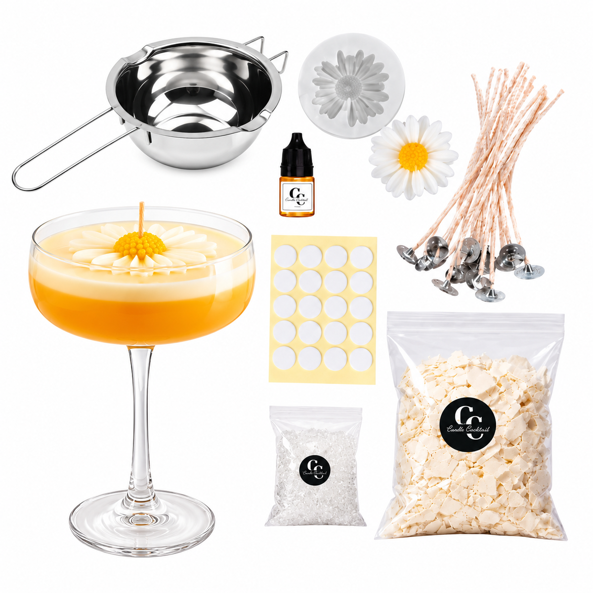 Pornstar Martini Kerzen selber machen Set mit Wasserbad-Schmelzschale