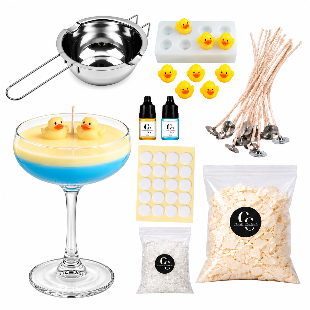 Oster-Cocktail-Kerzen selber machen Set mit Wasserbad-Schmelzschale