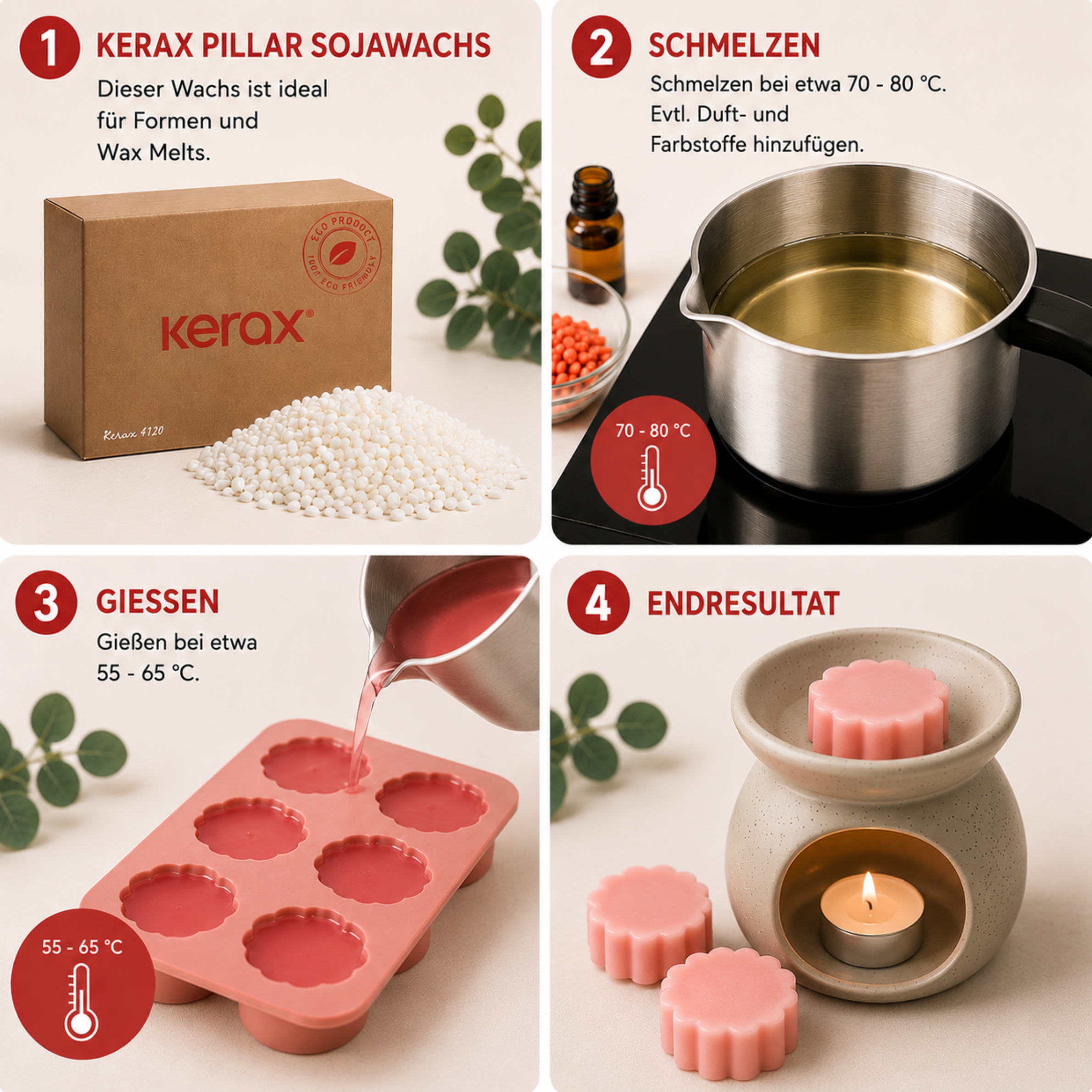 KeraSoy Pillar Wax 4120 | 2,5 KG |  Sojawachs für Standkerzen