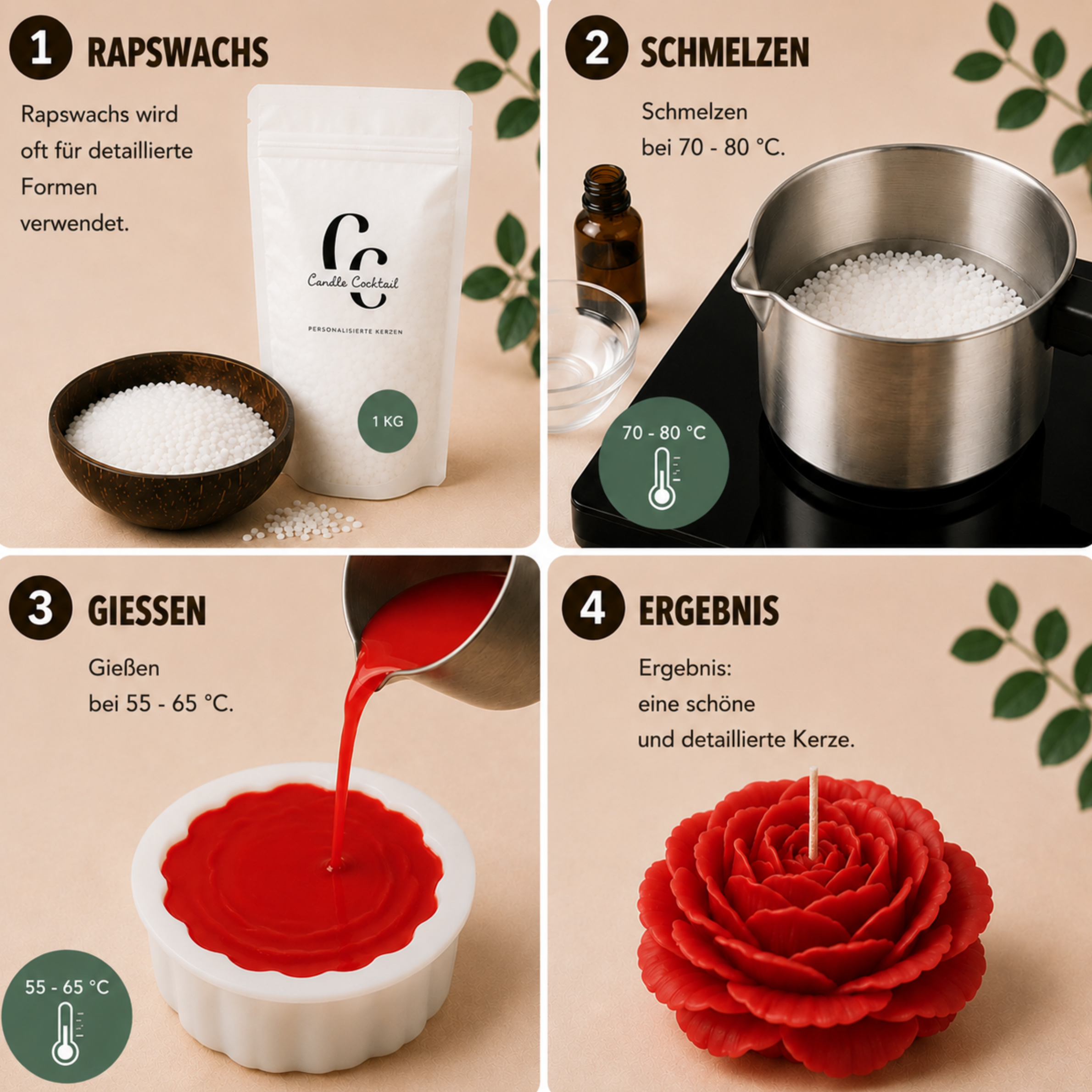 Rapswachs | 500 G | Ökologisches Kerzenwachs | Candle Cocktail®