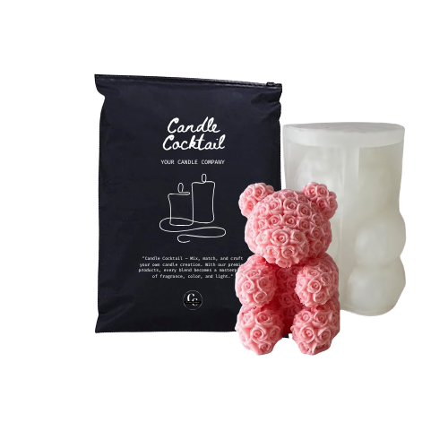 Kerzenform | Sitzender Rosenbär | Candle Cocktail® | #371