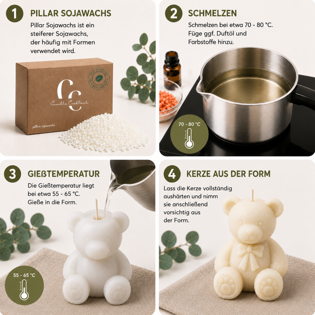 Sojawachs für Standkerzen | 2,5 KG |  Ökologisches Kerzenwachs | Candle Cocktail®