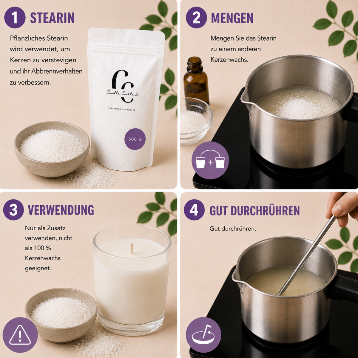 Pflanzliches Stearin | 500 G | Candle Cocktail®