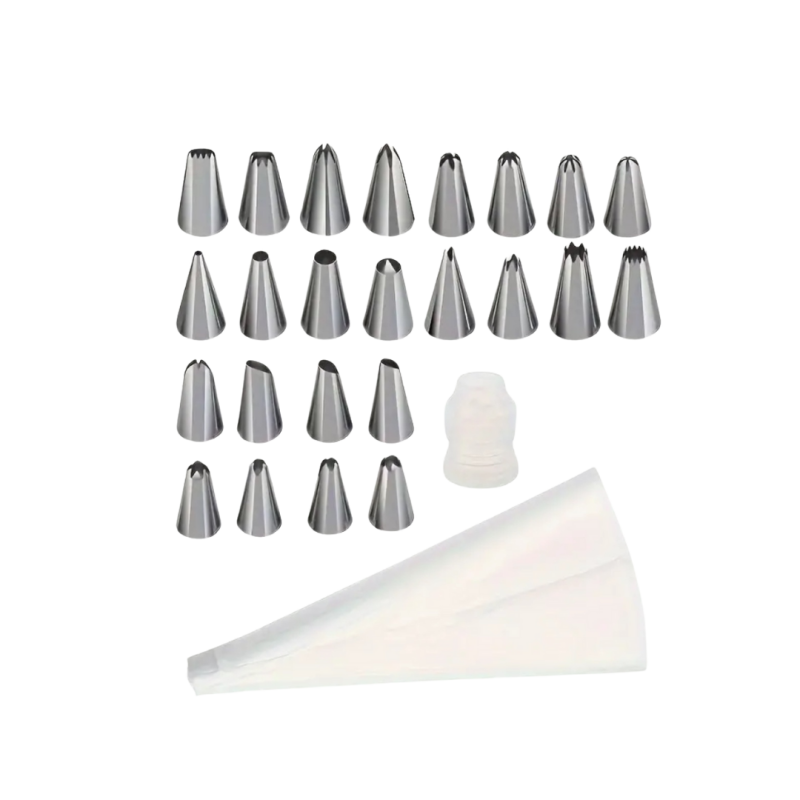 Spritzbeutel Zubehör Set | 12 Spritztüllen & 100 Spritzbeutel